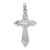Image of 14K White Gold Fancy Shiny-Cut Cross Pendant