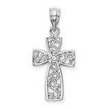 Image of 14K White Gold Filigree Cross Pendant D1592