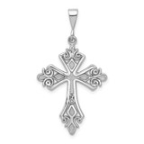 Image of 14K White Gold Fleur De Lis Cross Pendant K407