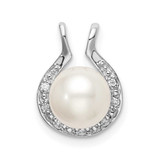 Image of 14K White Gold Freshwater Cultured Pearl & Diamond Chain Slide Pendant PM8475-005-WA