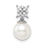 Image of 14K White Gold Freshwater Cultured Pearl & Diamond Chain Slide Pendant PM8510-PL-004-WA