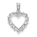 Image of 14K White Gold Heart w/ Lace Trim Pendant
