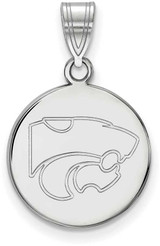 Image of 14K White Gold Kansas State University Medium Disc Pendant by LogoArt