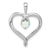 Image of 14k White Gold Lab-Created Opal Heart Pendant