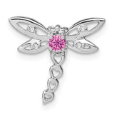 Image of 14k White Gold Lab-Created Pink Sapphire and Diamond Dragonfly Slide Pendant
