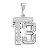 Image of 14K White Gold Large Shiny-Cut Number 13 Pendant