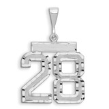 Image of 14K White Gold Large Shiny-Cut Number 28 Pendant