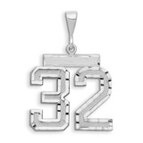 Image of 14K White Gold Large Shiny-Cut Number 32 Pendant