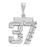 Image of 14K White Gold Large Shiny-Cut Number 37 Pendant
