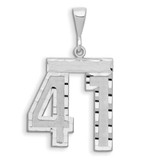Image of 14K White Gold Large Shiny-Cut Number 41 Pendant