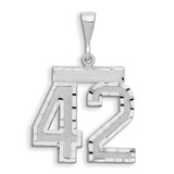 Image of 14K White Gold Large Shiny-Cut Number 42 Pendant