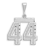 Image of 14K White Gold Large Shiny-Cut Number 44 Pendant