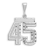 Image of 14K White Gold Large Shiny-Cut Number 45 Pendant