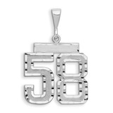 Image of 14K White Gold Large Shiny-Cut Number 58 Pendant
