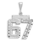Image of 14K White Gold Large Shiny-Cut Number 67 Pendant