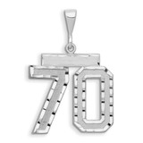 Image of 14K White Gold Large Shiny-Cut Number 70 Pendant
