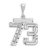 Image of 14K White Gold Large Shiny-Cut Number 73 Pendant