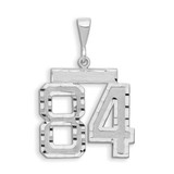Image of 14K White Gold Large Shiny-Cut Number 84 Pendant