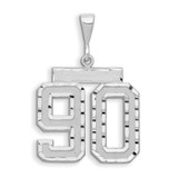 Image of 14K White Gold Large Shiny-Cut Number 90 Pendant
