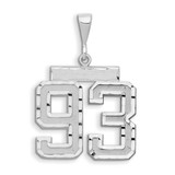 Image of 14K White Gold Large Shiny-Cut Number 93 Pendant