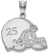 Image of 14k White Gold Lasered Football Helmet Number And Name Pendant