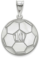 Image of 14k White Gold Lasered Soccer Number And Name Pendant