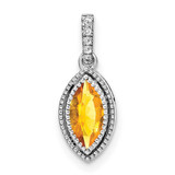 Image of 14K White Gold Marquise Citrine & Diamond Pendant