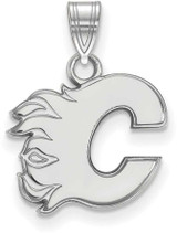Image of 14K White Gold NHL Calgary Flames Small Pendant by LogoArt