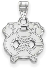 Image of 14K White Gold NHL Chicago Blackhawks Small Pendant by LogoArt (4W038BLA)