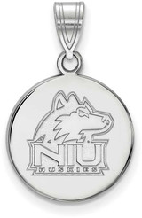 Image of 14K White Gold Northern Illinois University Medium Disc Pendant LogoArt 4W034NIU