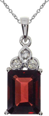 Image of 14K White Gold Octagon Garnet Pendant (Chain NOT included)