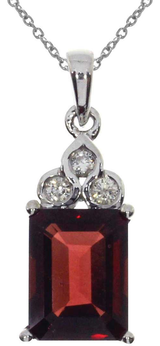 Image of 14K White Gold Octagon Garnet Pendant (Chain NOT included)