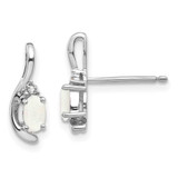 Image of 14mm 14K White Gold Opal and Diamond Earrings XBS396