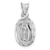 Image of 14K White Gold Our Lady Of Guadalupe Oval Pendant K6337