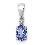 Image of 14K White Gold Oval .75ctw Tanzanite & Diamond Pendant