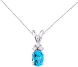Image of 14K White Gold Oval Blue Topaz & Diamond Pendant (Chain NOT included) P8024W-12