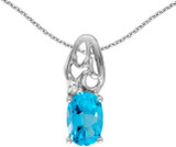 Image of 14k White Gold Oval Blue Topaz And Diamond Pendant (Chain NOT included) (CM-P2582XW-12)