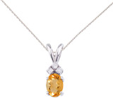 Image of 14K White Gold Oval Citrine & Diamond Pendant (Chain NOT included) P8024W-11
