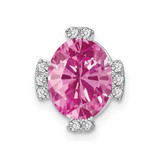 Image of 14K White Gold Oval Created Pink Sapphire&Diamond Slide Pendant PM7105