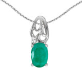 Image of 14k White Gold Oval Emerald And Diamond Pendant (Chain NOT included) (CM-P2582XW-05)