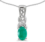Image of 14k White Gold Oval Emerald And Diamond Pendant (Chain NOT included) (CM-P2584XW-05)