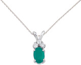 Image of 14K White Gold Oval Emerald Pendant with Diamonds (Chain NOT included) P6023W-05