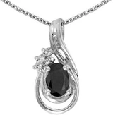 Image of 14k White Gold Oval Onyx And Diamond Teardrop Pendant (Chain NOT included)
