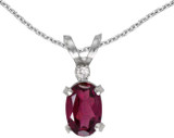 Image of 14k White Gold Oval Rhodolite Garnet And Diamond Filigree Pendant (Chain NOT included)