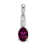 Image of 14K White Gold Oval Rhodolite Garnet and Diamond Pendant