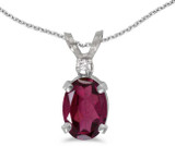 Image of 14k White Gold Oval Rhodolite Garnet And Diamond Pendant (Chain NOT included) (CM-P6411XW-RG)