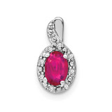 Image of 14K White Gold Oval Ruby & Diamond Pendant PM7188-RU-004-WA