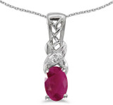 Image of 14k White Gold Oval Ruby And Diamond Pendant (Chain NOT included) (CM-P2584XW-07)