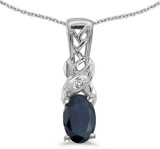 Image of 14k White Gold Oval Sapphire And Diamond Pendant (Chain NOT included) (CM-P2584XW-09)