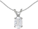 Image of 14k White Gold Oval White Topaz Pendant (Chain NOT included)